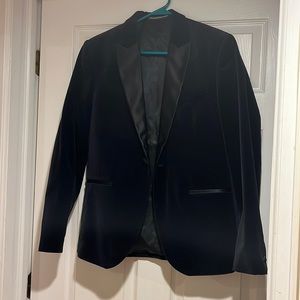 Mens H&M Black Velvet Blazer Slim Fit 38 Size Medium